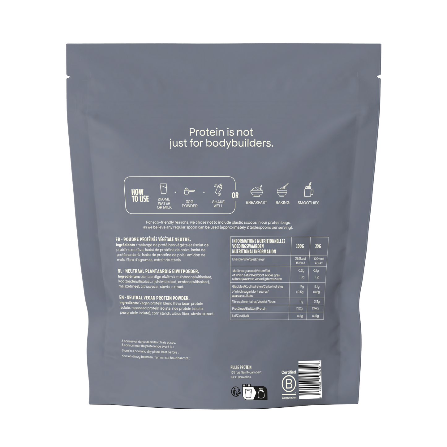 Neutrale veganistische eiwitpoeder 750g